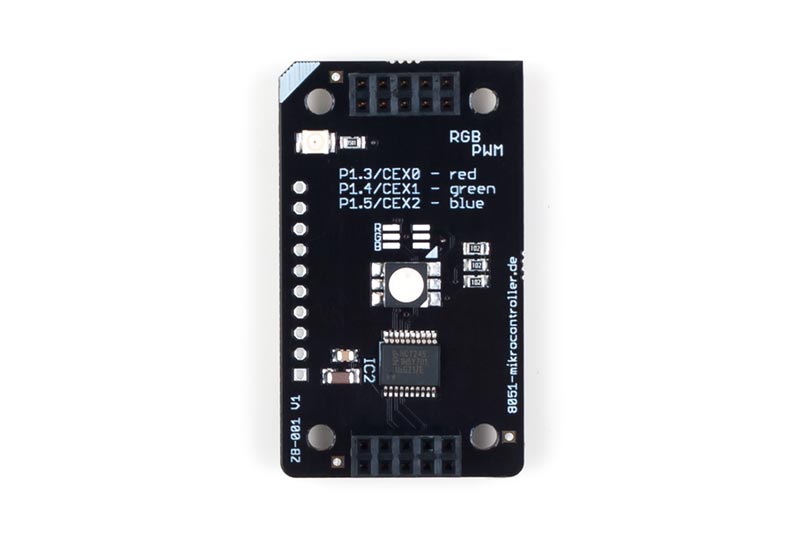 ZB-001 ist ein stack2Learn Zusatzmodul. Auf diesem Board befindet sich eine RGB LED. Das Board ist 30 x 51 mm groß. Und momentan in der Farbe Schwarz vorhanden.