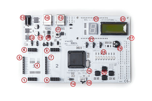 8051 Mikrocontrollerboard mit AT89C5131A-S3SUM – SB-004 V1.07